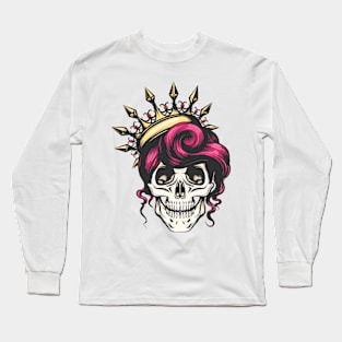 Female Skull in Crown Long Sleeve T-Shirt